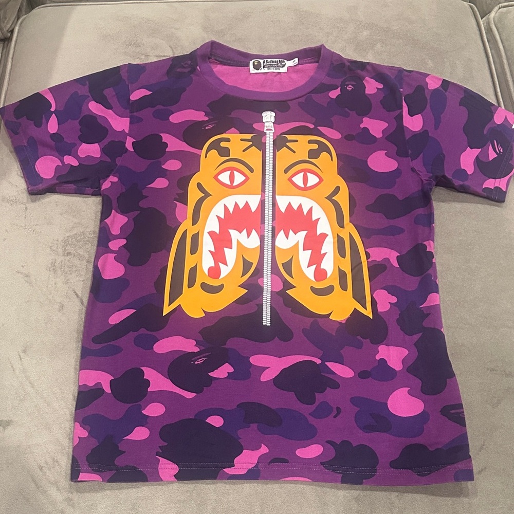 A Bathhing Ape Purple Camo Graphic Tee